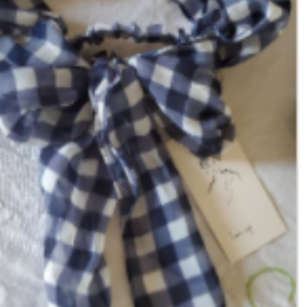 Blue checked headband wrap